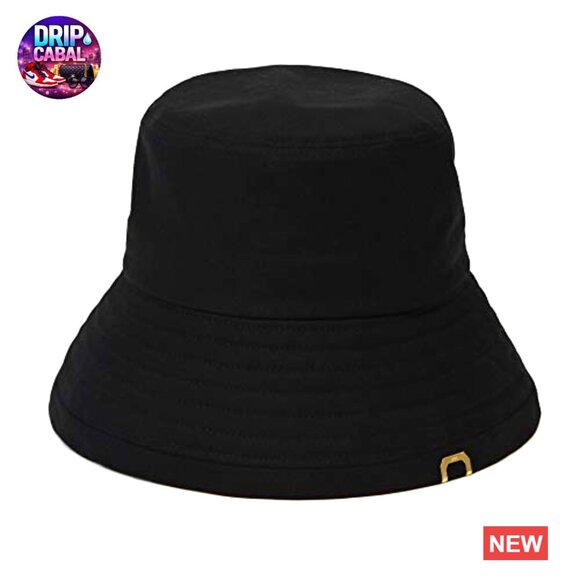Vintage Washed Cotton Bucket Hat with Deep Brim and Gold Plated Label main image 4